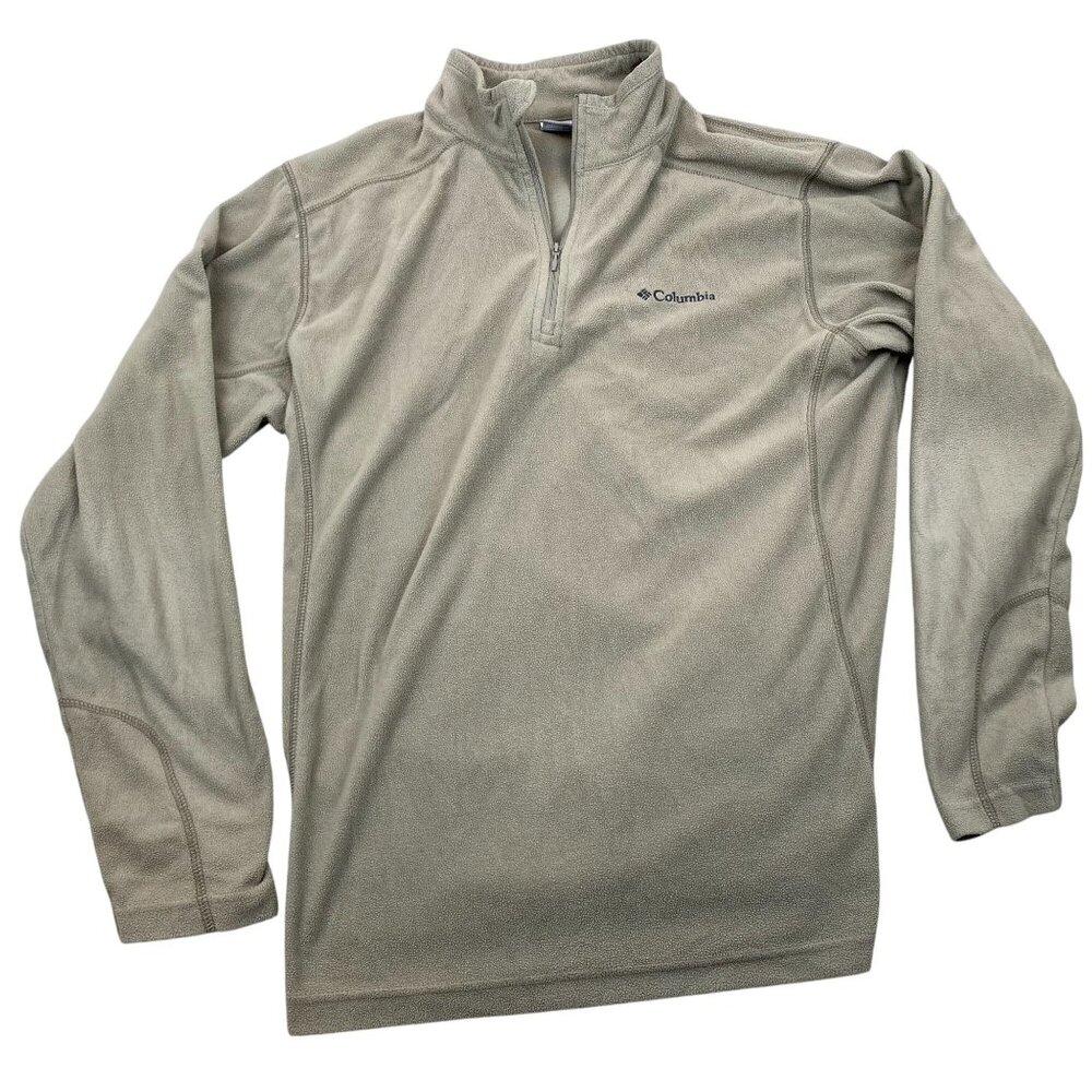 Columbia Mens Fleece Pullover Half-Zip Jacket Medium Beige Outdoors Classic